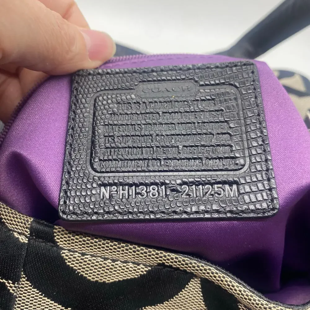 Coach Gray Black Madison Op Art Maggie Shoulder Bag Y2K Jacquard Leather Retro